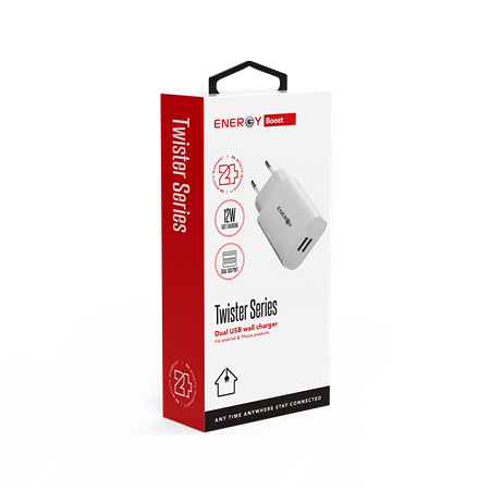 מטען בית ENERGY Twister 12W Lightning 1.5M Cable