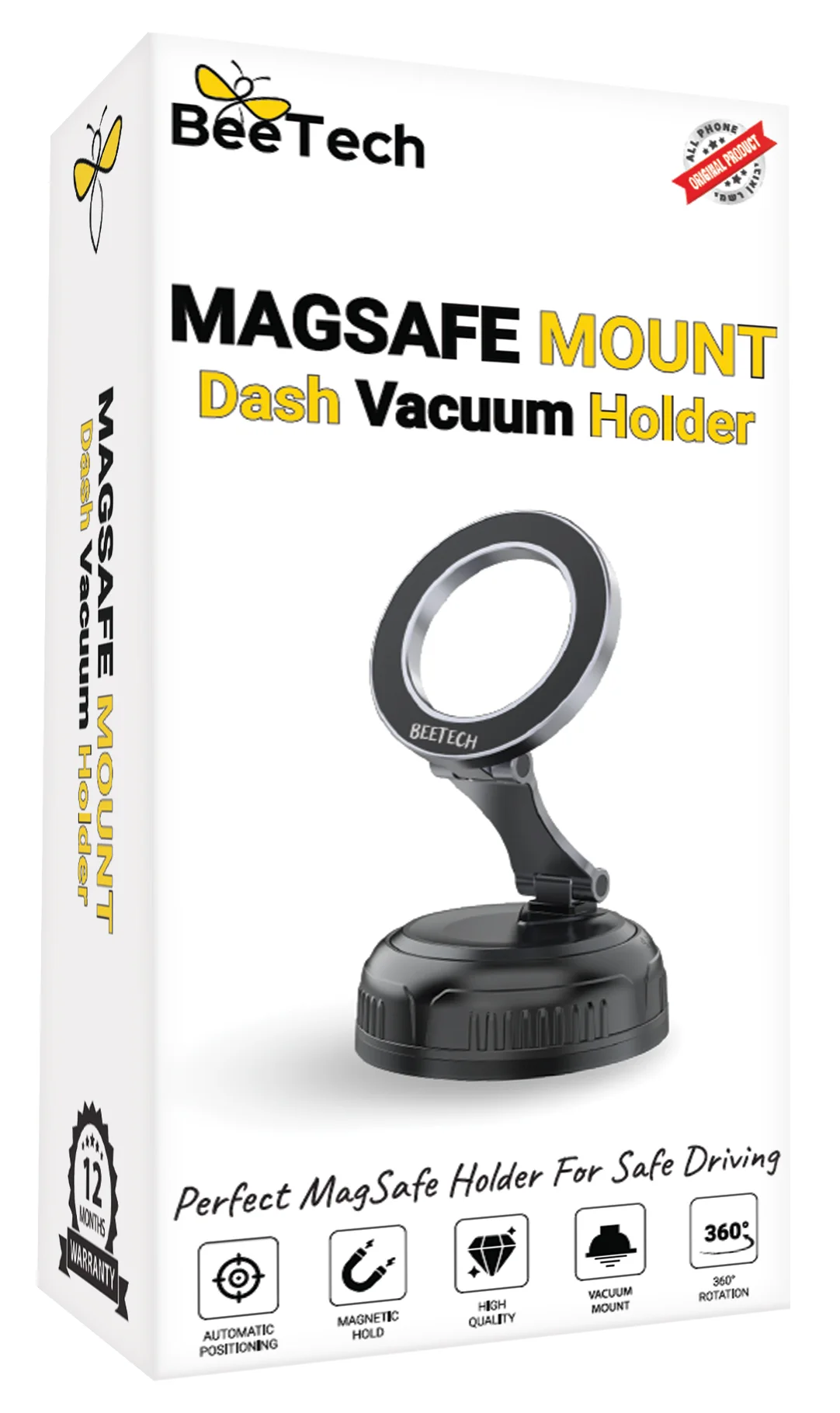 מעמד רכב Magsafe עם נעילת Vacuum דגם C12-15B מבית BeeTech