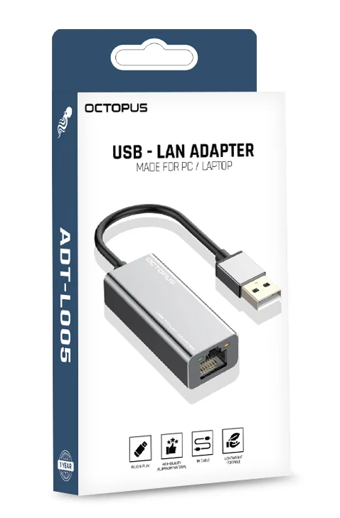 מתאם מחיבור USB לכניסת כבל רשת דגם L005 מבית Octopus