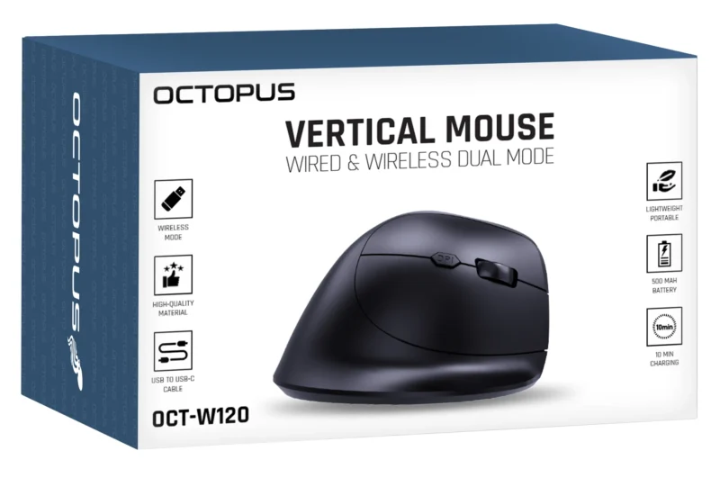 עכבר אנכי בלוטות' דגם OCT-W120 מבית Octopus