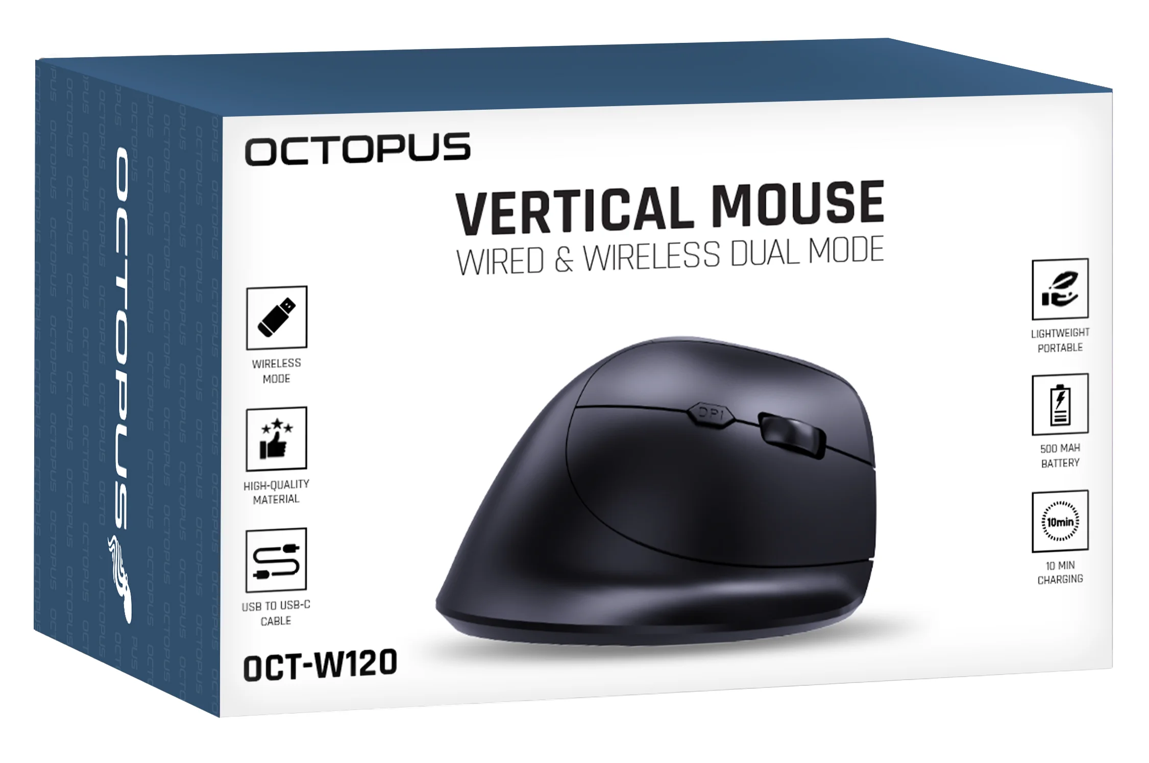 עכבר אנכי בלוטות' דגם OCT-W120 מבית Octopus
